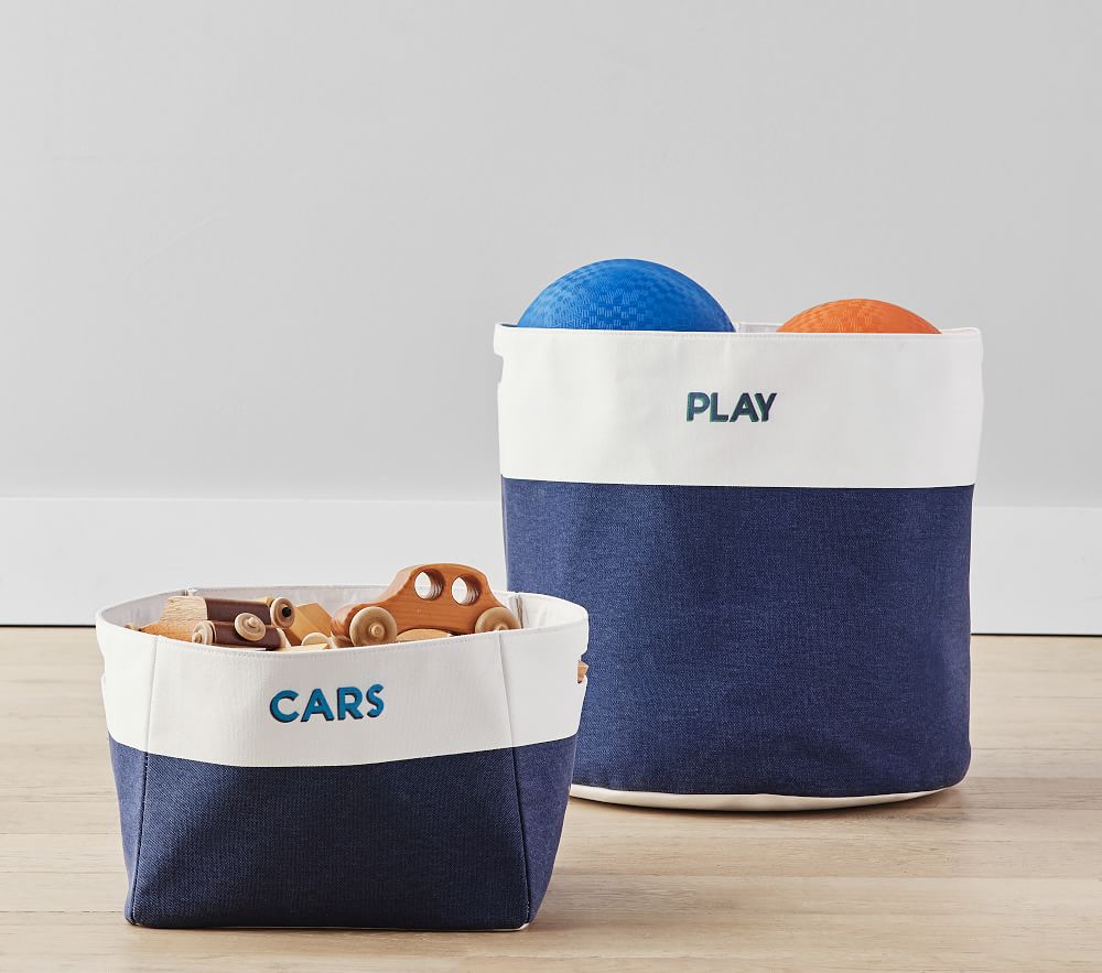 Blue Colourblock Canvas Storage